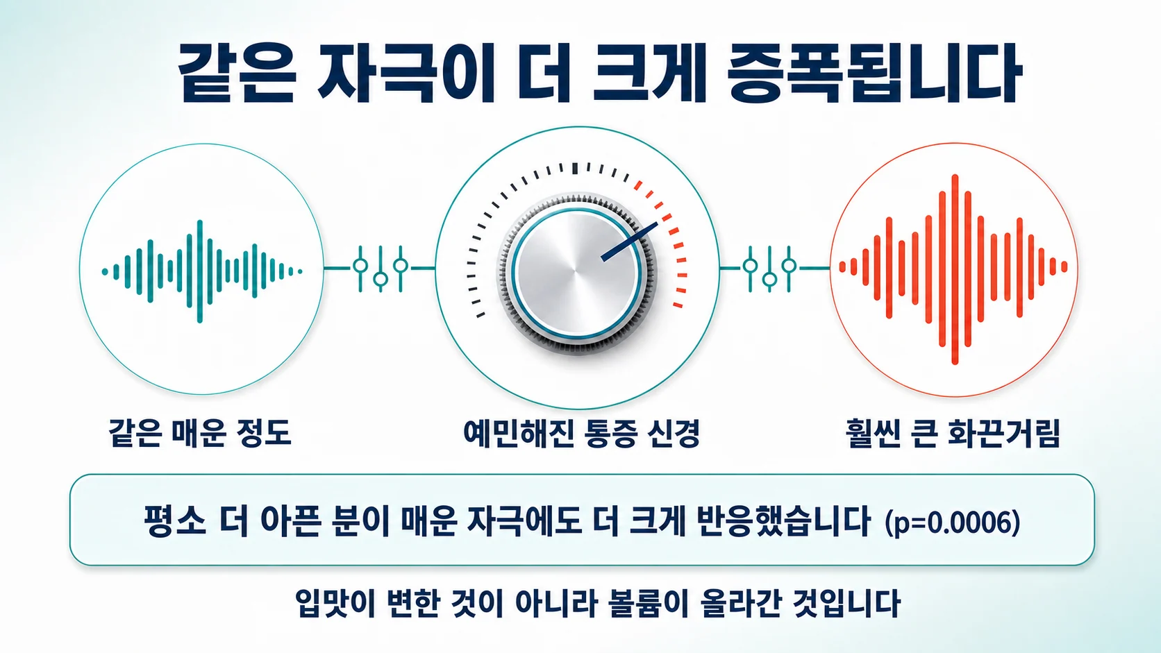 같은 자극이 더 크게 증폭되는 상태를 표현한 도해