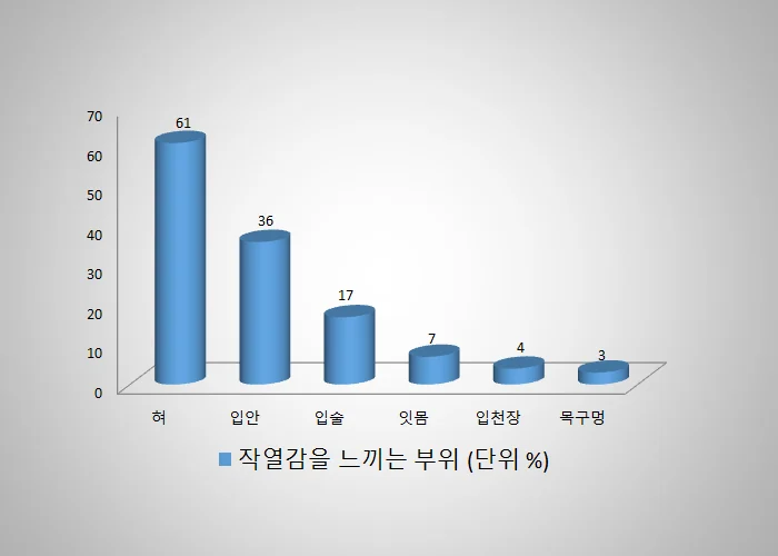 구강작열감 증후군 환자가 통증을 느끼는 구강 내 부위 표