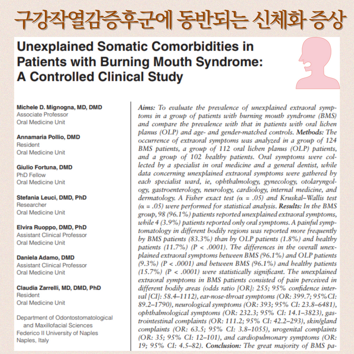 목구멍 타는 느낌과 화끈거림 - 혀통증과 관련된 구강작열감증후군의 전신 증상 - img 03