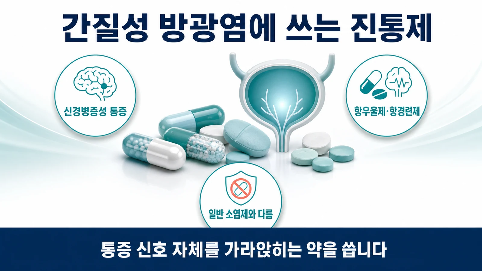 간질성 방광염에 사용하는 진통제의 종류를 설명하는 인포그래픽