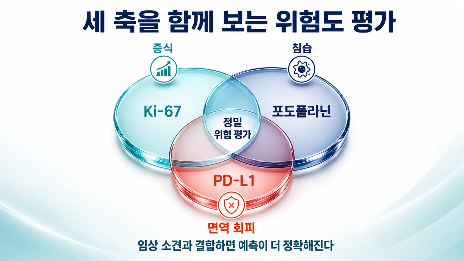 Ki-67 증식·포도플라닌 침습·PD-L1 면역회피 세 가지 축을 조합해 위험도를 평가하는 개념을 정리한 인포그래픽