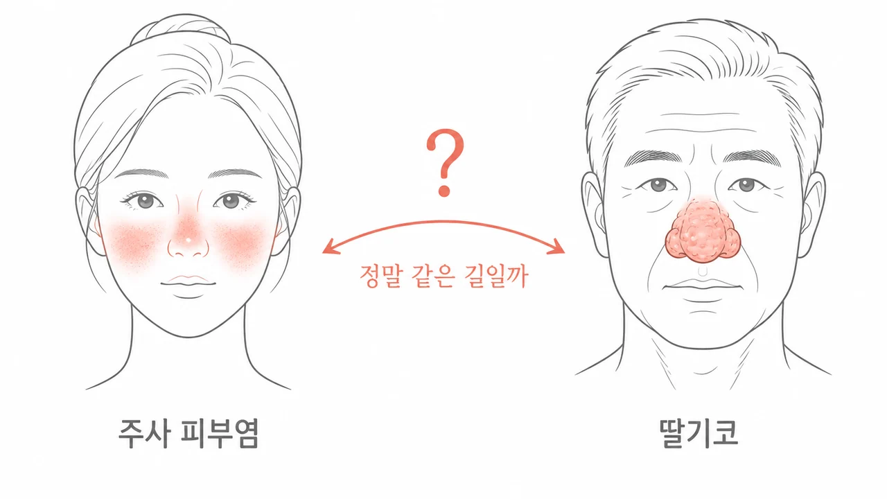 주사 피부염과 딸기코의 관계