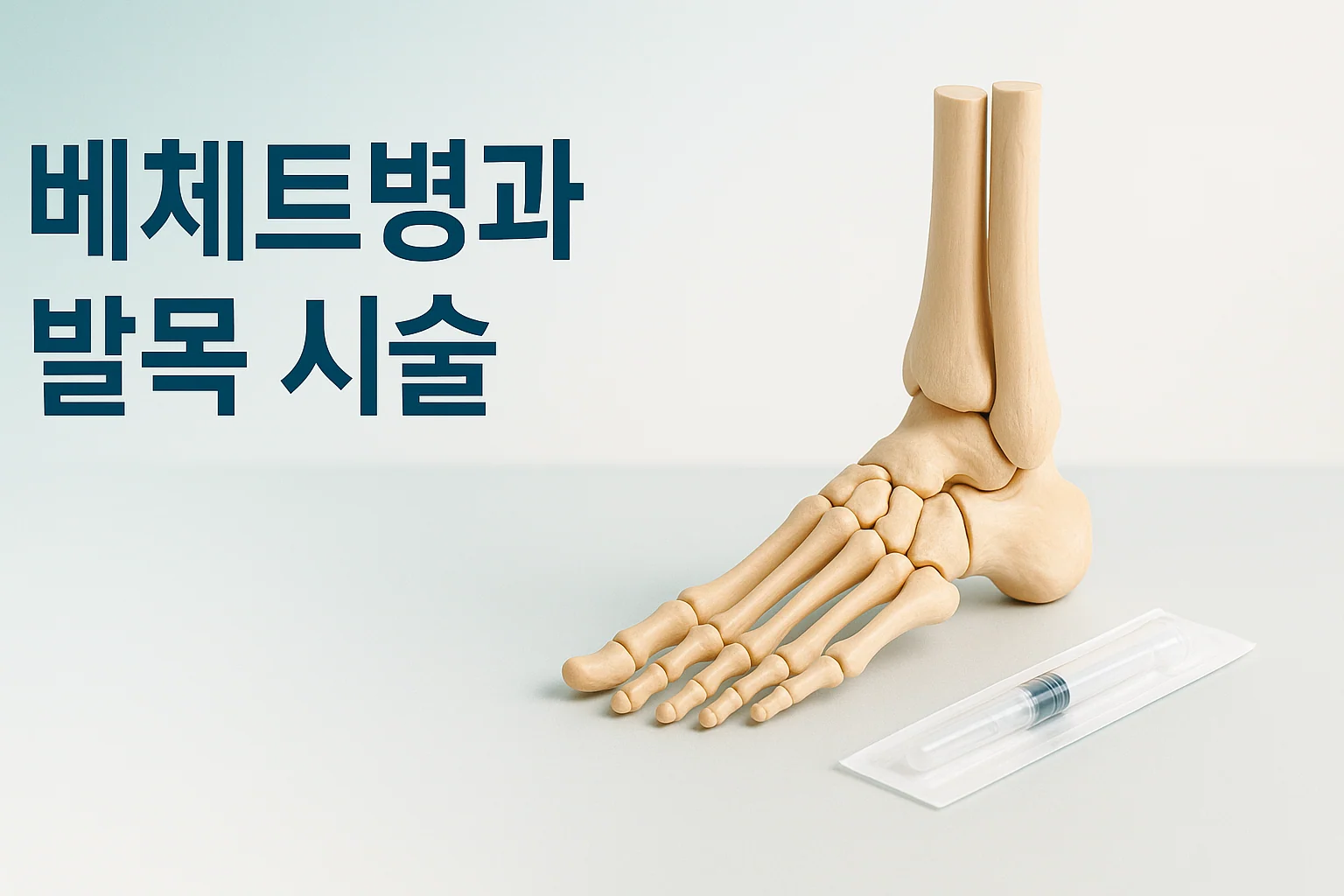베체트병 환자가 발목 줄기세포 시술을 앞두고 고민하는 상황을 설명하는 안내 이미지