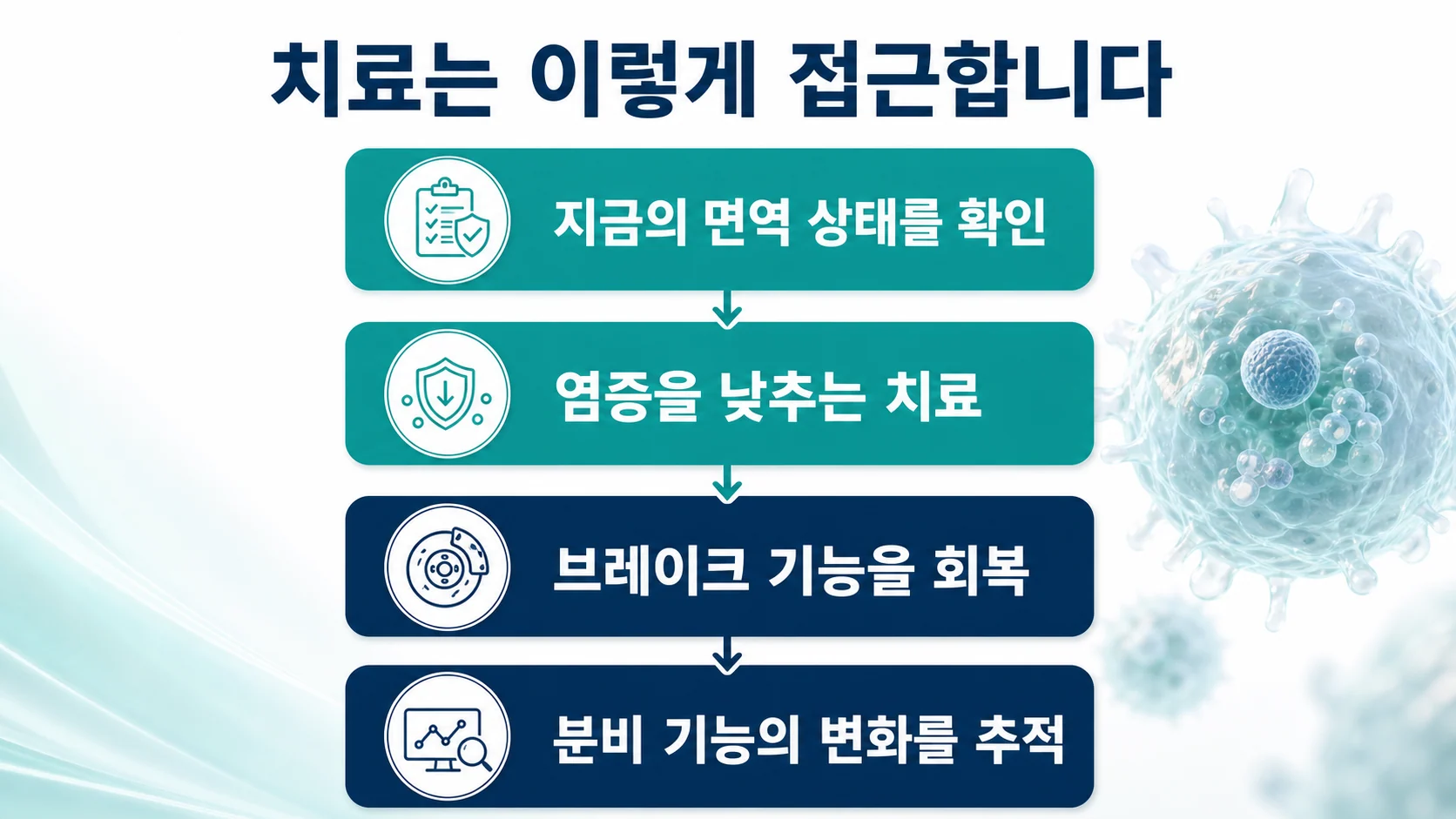 치료 접근의 네 단계를 정리한 이미지