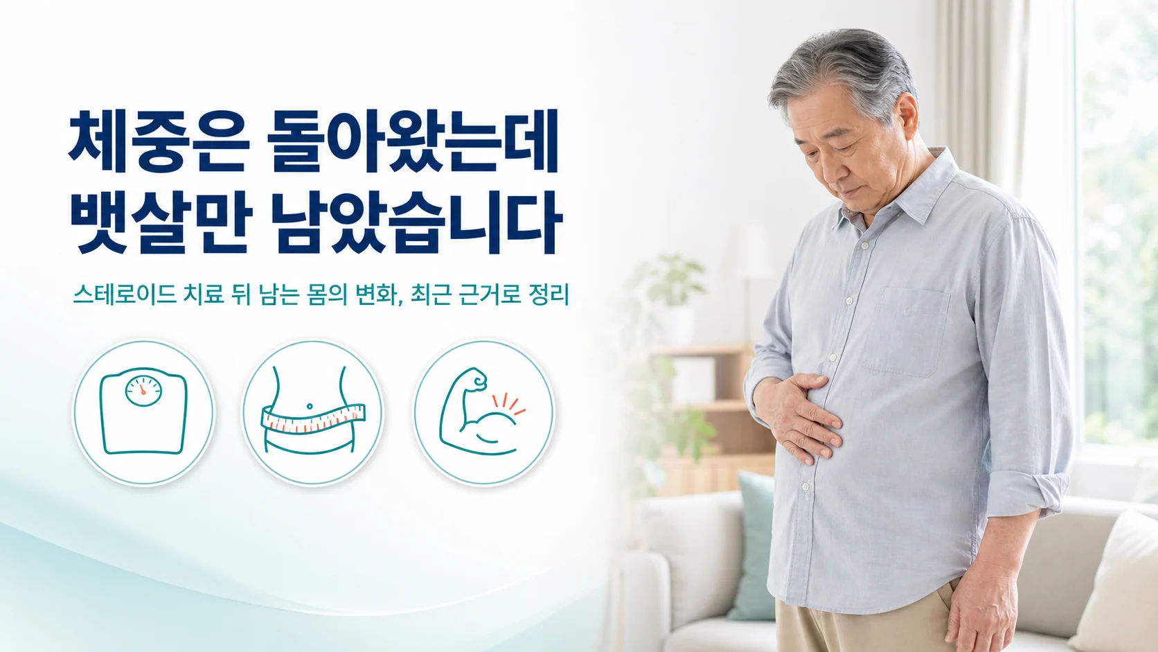 스테로이드 치료 뒤 체중은 돌아왔는데 뱃살만 남는 이유