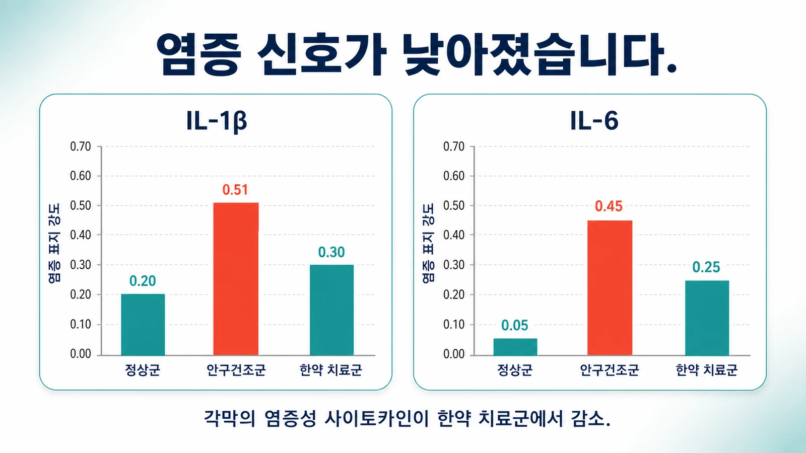 염증 신호가 낮아졌습니다