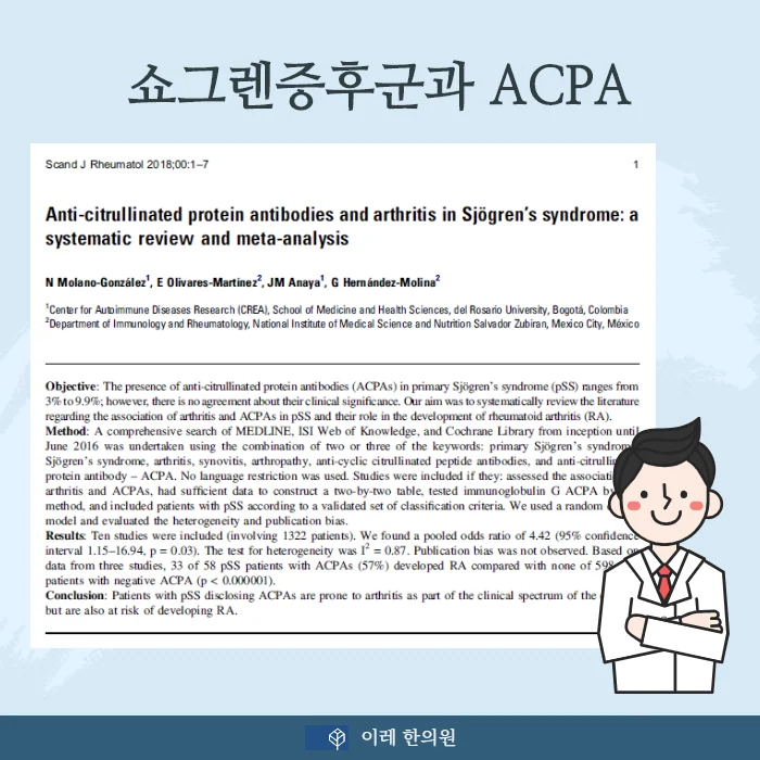 쇼그렌증후군 검사 자가항체 ACPA의 의미 #2