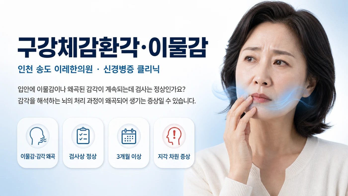 검사는 정상인데 입안의 이물감과 왜곡된 감각이 지속되는 구강체감환각 환자 이미지