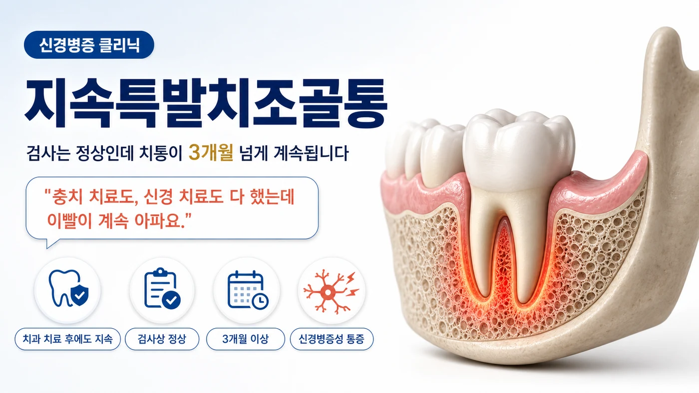 지속특발치조골통 안내 — 치과 치료 후에도 3개월 이상 이어지는 치아·치조골 통증